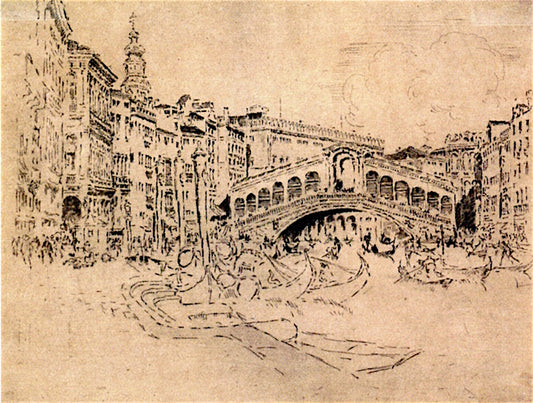 The Rialto, vintage artwork by Joseph Pennell, 12x8" (A4) Poster