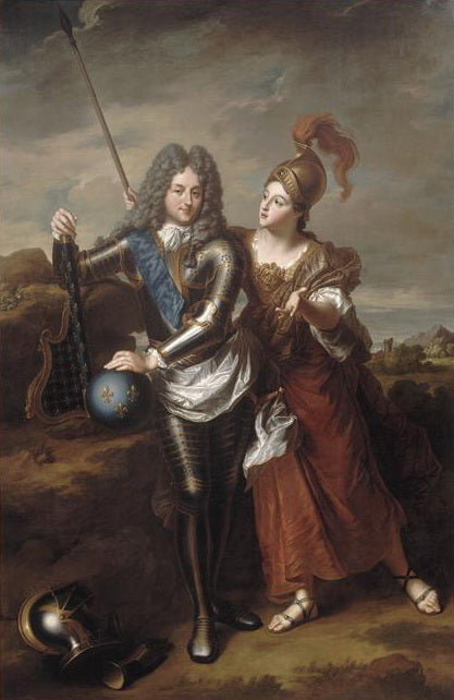 Philippe d'Orleans as Regent of France with his mistress Marie-Therèse de Parabère as Minerva, vintage artwork by Jean-Baptiste Santerre, 12x8" (A4) Poster