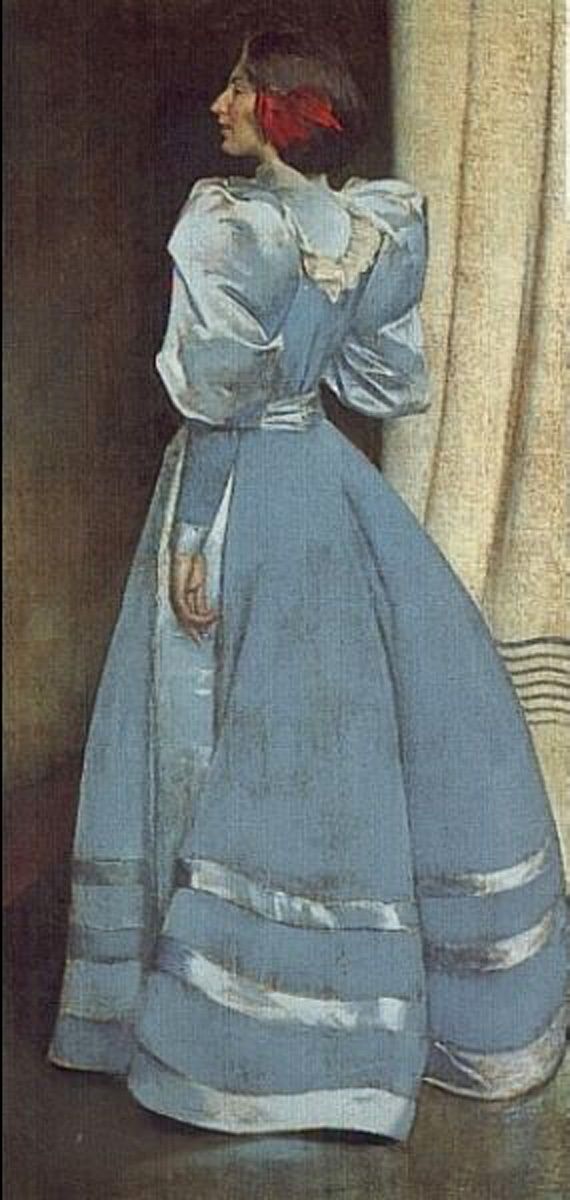 Portrait in Gray, vintage artwork by John White Alexander, 12x8" (A4) Poster