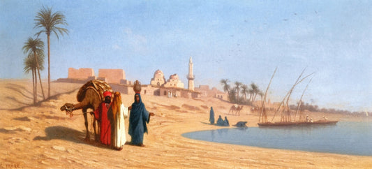 A Conversation by  the Nile, vintage artwork by Charles Theodore Frère, A3 (16x12") Poster Print