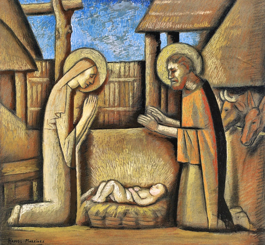 El Nacimiento (La Natividad), vintage artwork by Alfredo Ramos Martinez, 12x8" (A4) Poster