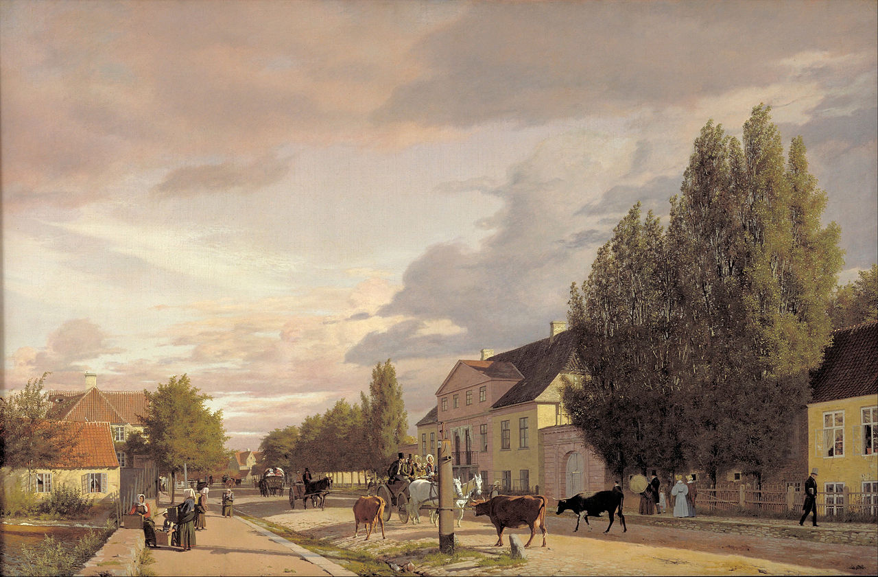 View of a Street in Østerbro outside Copenhagen. Morning Light, vintage artwork by Christen Købke, A3 (16x12") Poster Print