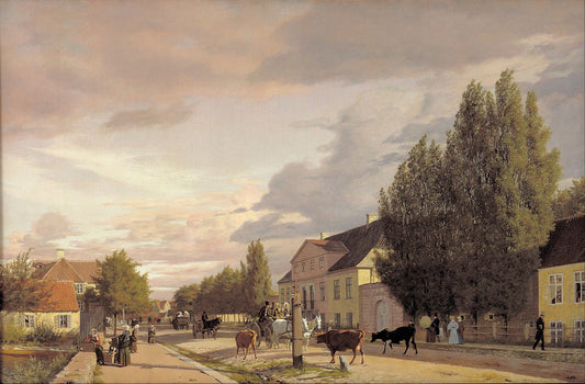View of a Street in Østerbro outside Copenhagen. Morning Light, vintage artwork by Christen Købke, A3 (16x12") Poster Print