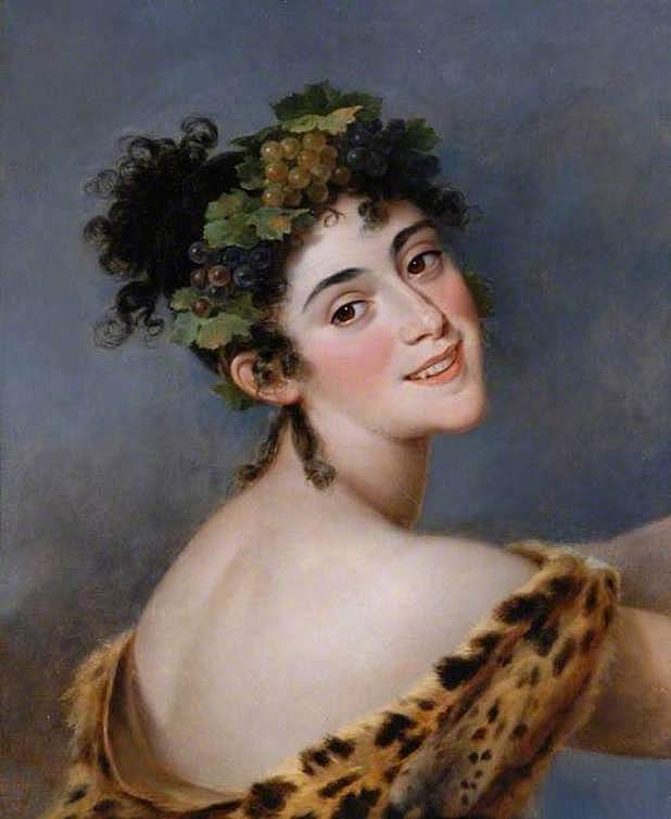 Madame Bigottini (1785-1858), as a Bacchante, vintage artwork by Jacques-Antoine Vallin, 12x8" (A4) Poster