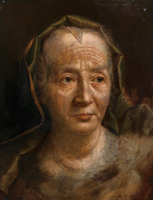 Portrait of a Woman with a Fur Scarf, vintage artwork by Christian Seybold, 12x8" (A4) Poster