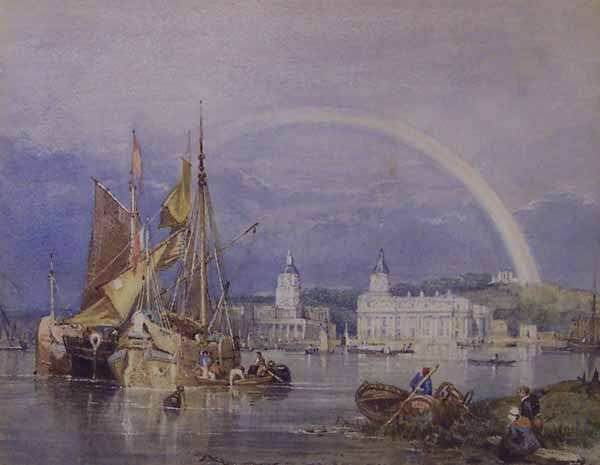 Greenwich Naval Hospital from the Isle of Dogs, vintage artwork by Clarkson Frederick Stanfield, A3 (16x12") Poster Print