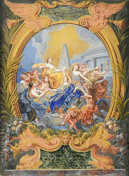 Allegory of the Mariage of the Dauphin, vintage artwork by Antoine Coypel II, 12x8" (A4) Poster