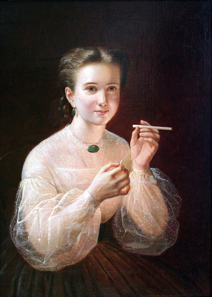 Girl with a Cigarette, vintage artwork by Pyotr Zabolotsky, A3 (16x12") Poster Print