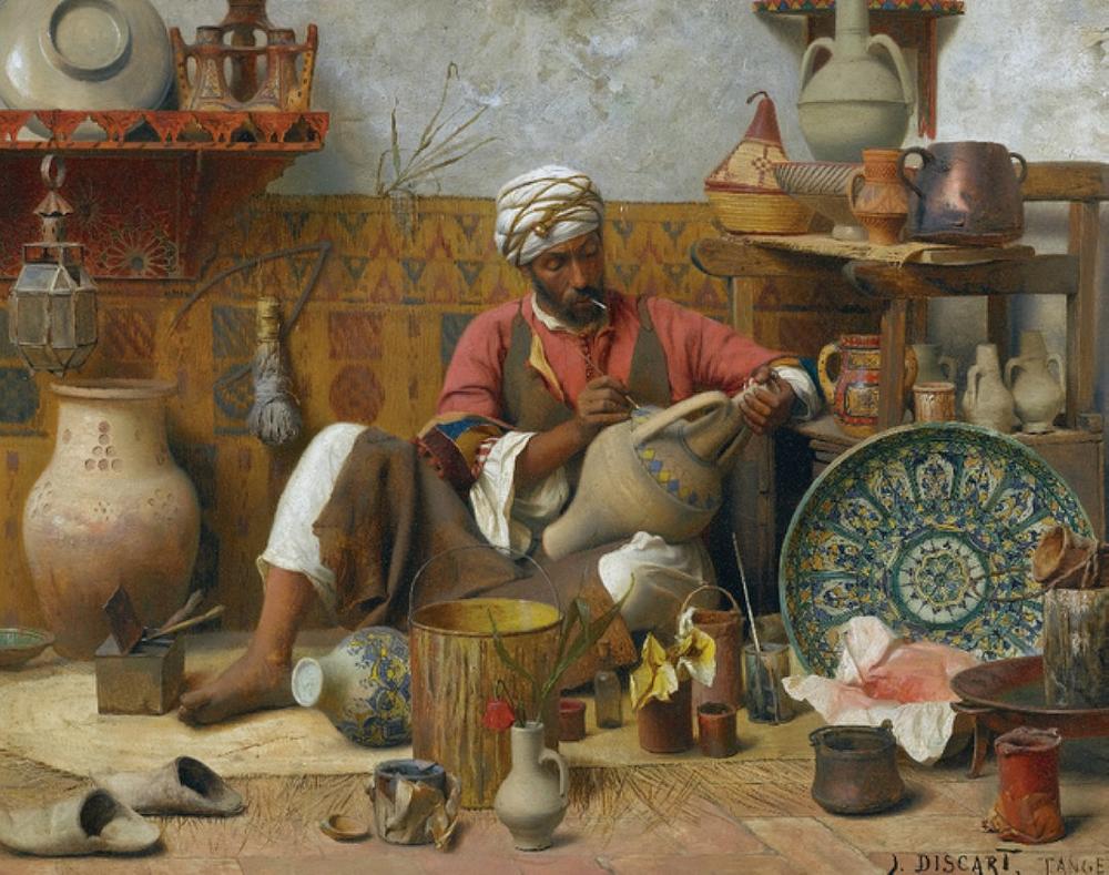L'Atelier de poterie, Tanger (The Pottery Studio), vintage artwork by Jean Discart, 12x8" (A4) Poster