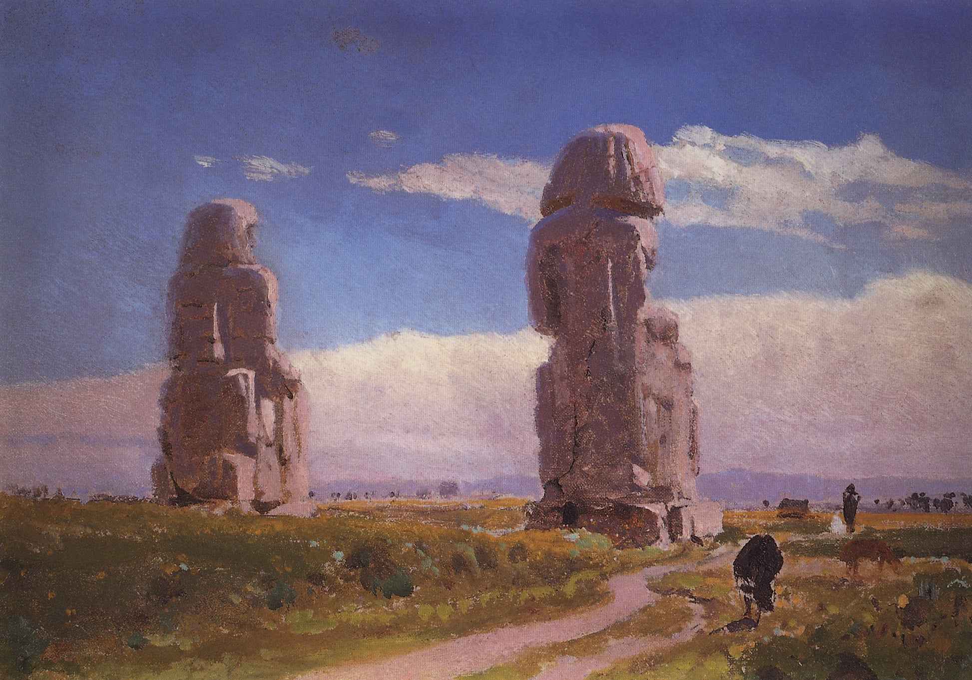 Colossi of Memnon, vintage artwork by Vasily Polenov, 12x8" (A4) Poster