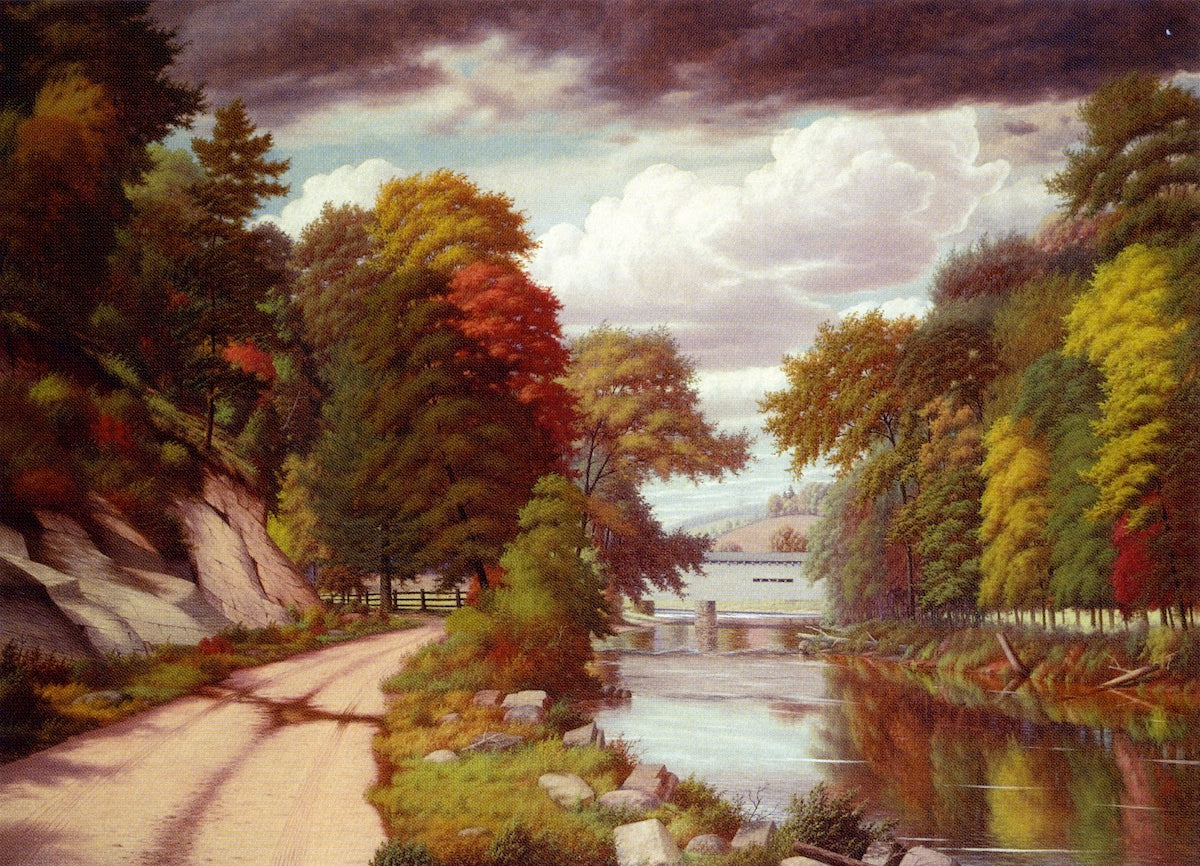 The Covered Bridge near Westchester, Pennsylvania, vintage artwork by George Cope, 12x8" (A4) Poster