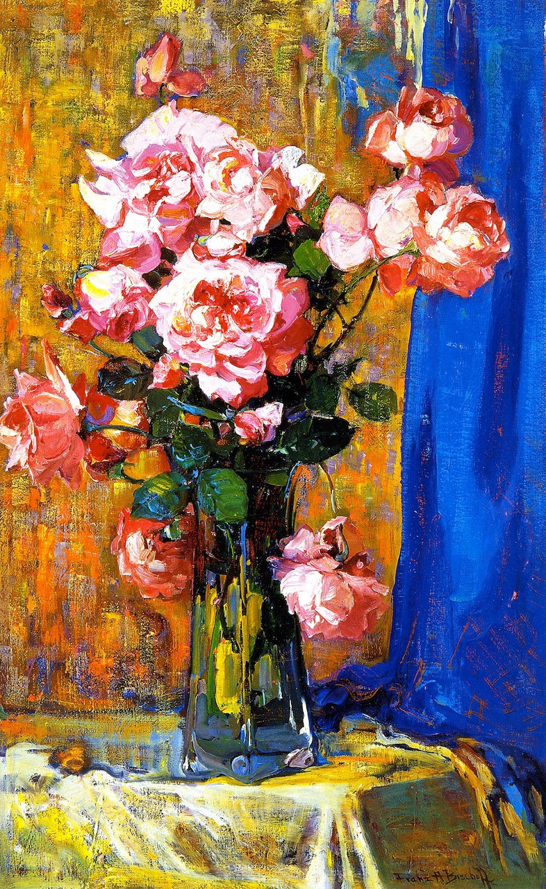Roses in a Tall Glass by Franz Bischoff,A3(16x12")Poster