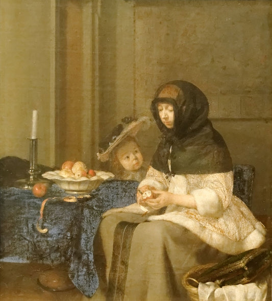 La Peleuse de Pommes, vintage artwork by Gerard ter Borch, 12x8" (A4) Poster