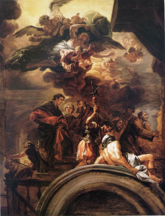 Saint Francis before the Pope, vintage artwork by Francesco Solimena, 12x8" (A4) Poster