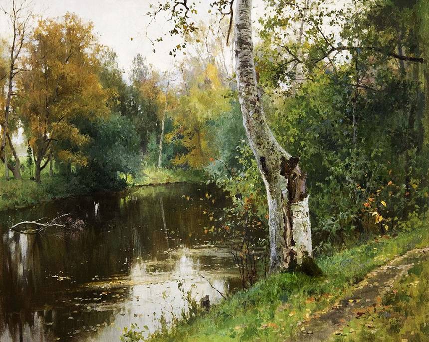 Forest Landscape with a River by Andrei Shilder,A3(16x12")Poster