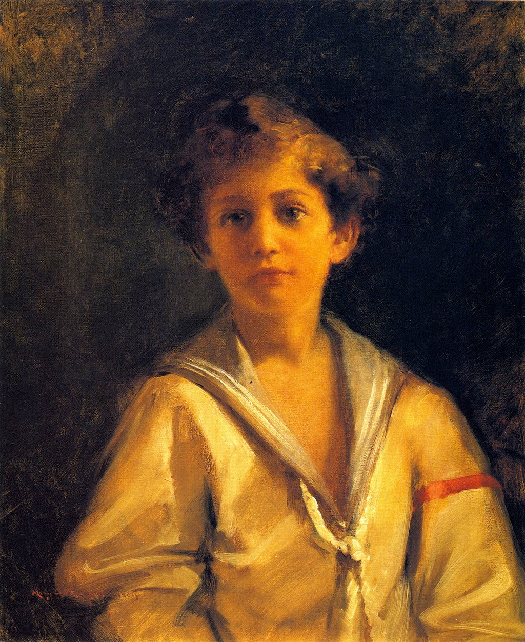 Portrait of Joseph M. Bransten as a Child, vintage artwork by Mary Curtis Richardson, 12x8" (A4) Poster