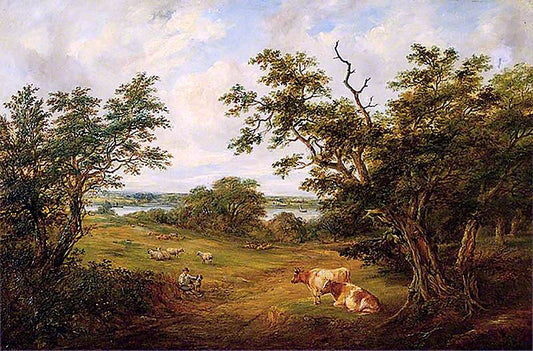 River Orwell from Gainsborough Lane, Suffolk, vintage artwork by Robert Burrows, A3 (16x12") Poster Print