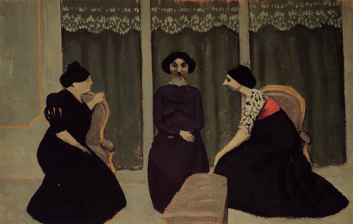 Gossip, vintage artwork by Felix Vallotton, 12x8" (A4) Poster