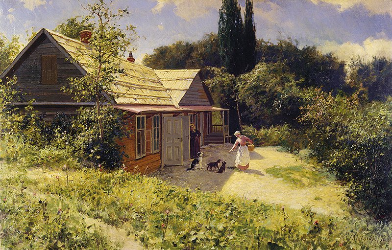Cottage in Crimea, vintage artwork by Alexander Kiselev, 12x8" (A4) Poster