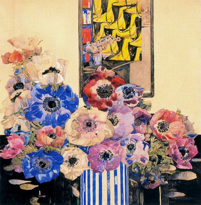 Still-life of Anemones by Charles Rennie MacKintosh,A3(16x12