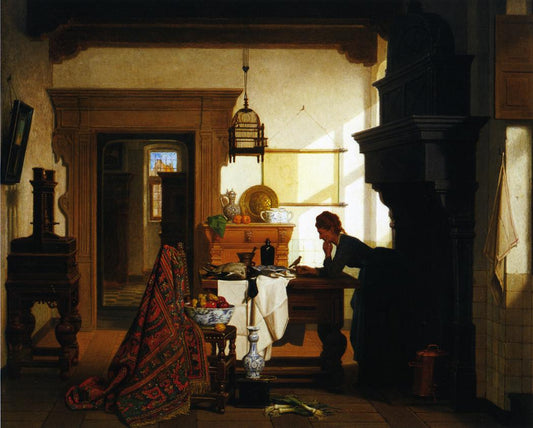 The Pet Bird, vintage artwork by Charles Joseph Grips, 12x8" (A4) Poster