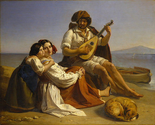 A Neapolitan Fisherman and His Family, vintage artwork by August Riedel, A3 (16x12") Poster Print