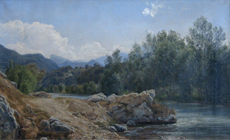 Morning at Garonne, Montrejeau, vintage artwork by Janus La Cour, 12x8" (A4) Poster