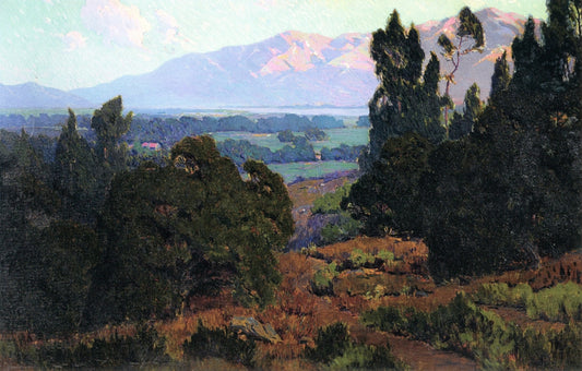 View along the San Gabriel Valley, vintage artwork by Elmer Wachtel, 12x8" (A4) Poster