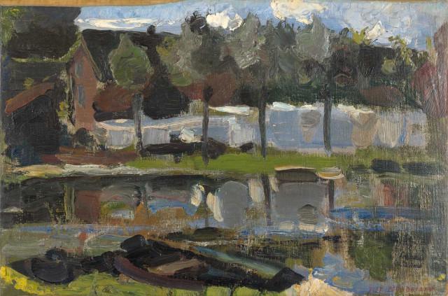 Bleachworks on the Gein, vintage artwork by Piet Mondriaan, 12x8" (A4) Poster