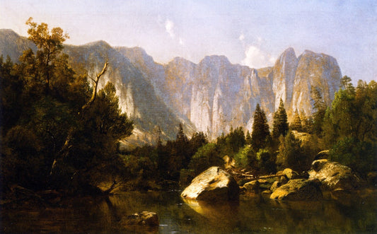 Cathedral Rocks - Yosemite, vintage artwork by Paul Weber, 12x8" (A4) Poster