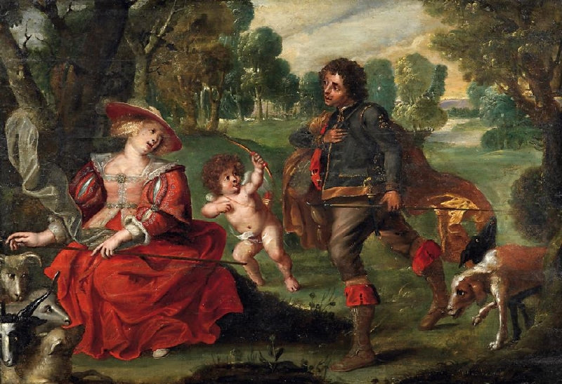 Gallant Scene, vintage artwork by Johann Hulsman, 12x8" (A4) Poster