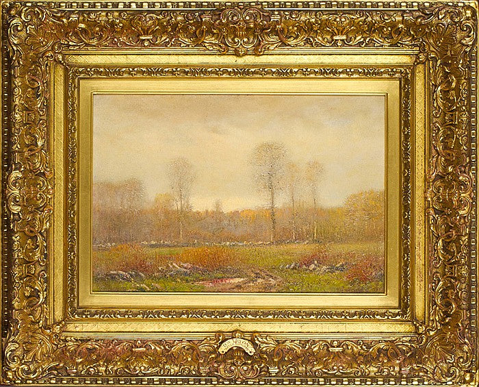 After Showers (framed), vintage artwork by Dwight W. Tryon, 12x8" (A4) Poster