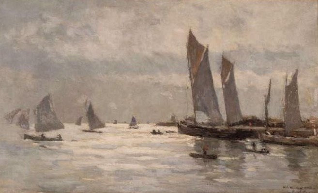 En rade de La Rochelle, vintage artwork by Albert Lebourg, 12x8" (A4) Poster