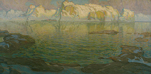 Silent Evening - Scene from Lofoten, vintage artwork by Anna Boberg, 12x8" (A4) Poster