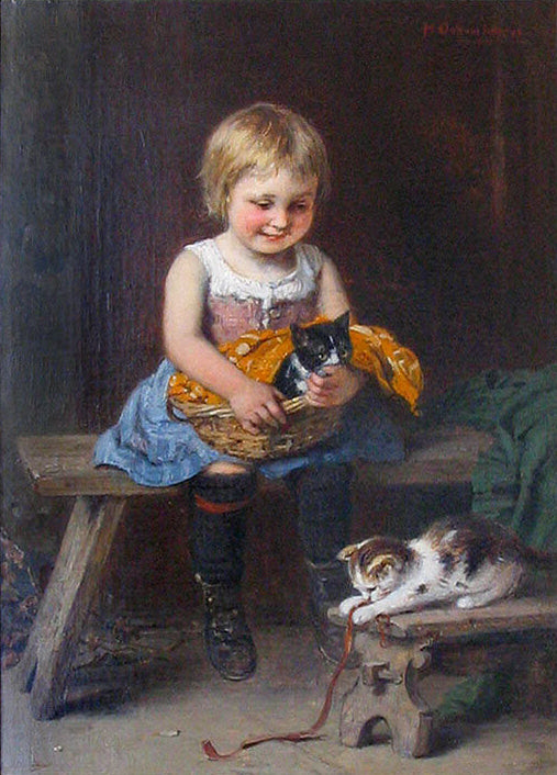 Her Favorites, vintage artwork by Hugo Oehmichen, 12x8" (A4) Poster