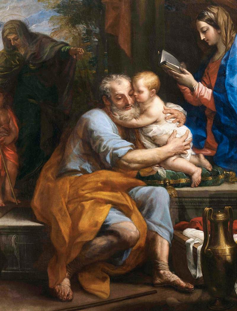 Holy Family: St Joseph with the Christ Child, vintage artwork by Attributed to Carlo Maratta, 12x8" (A4) Poster