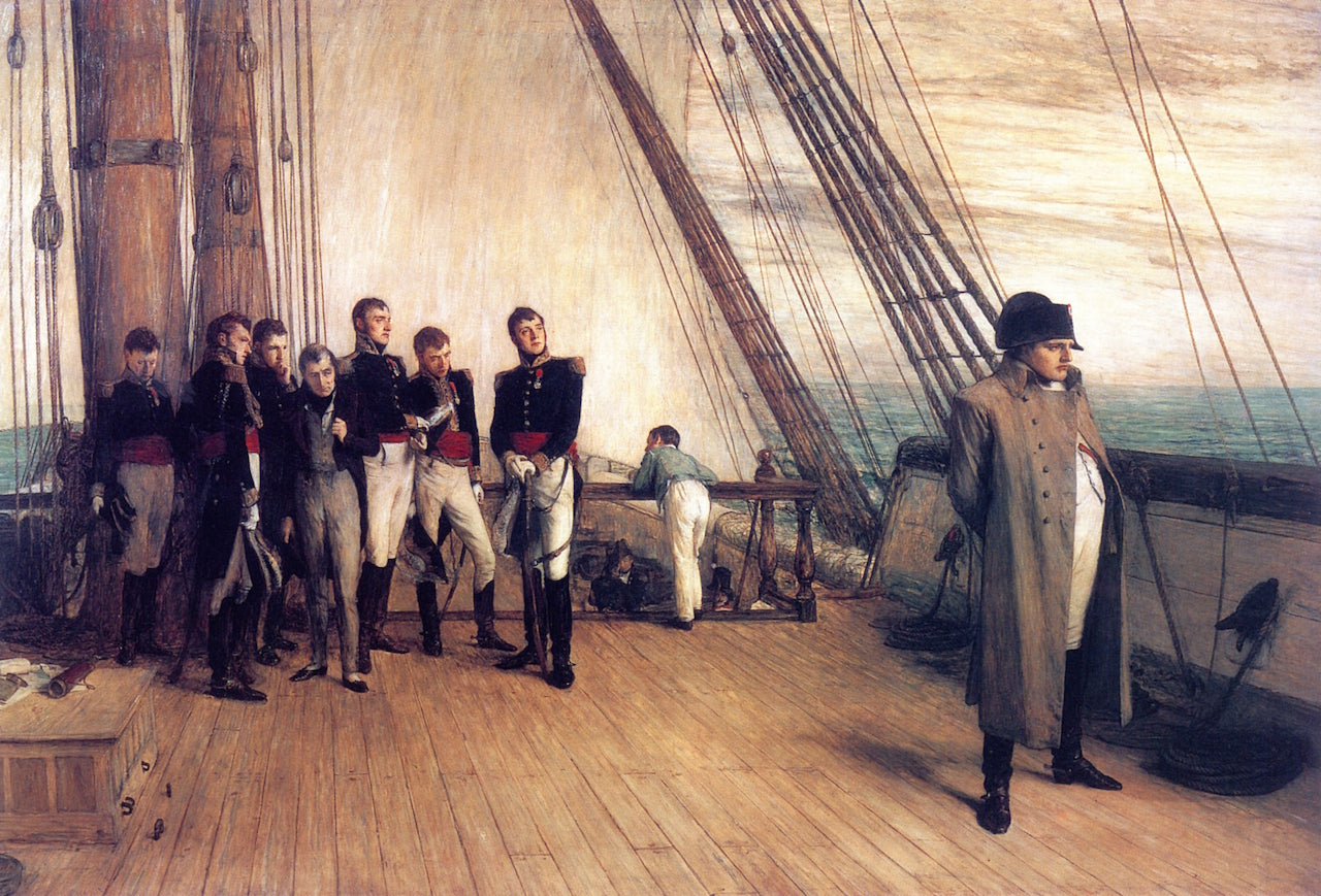 Napoleon on Board the Bellerophon, vintage artwork by Sir William Quiller Orchardson, 12x8" (A4) Poster