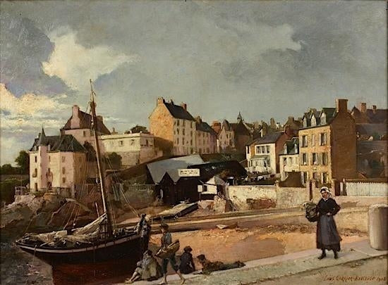 Debarcadère sur la côte d’Emeraude, Bretagne, vintage artwork by Louis-Robert Carrier-Belleuse, 12x8" (A4) Poster