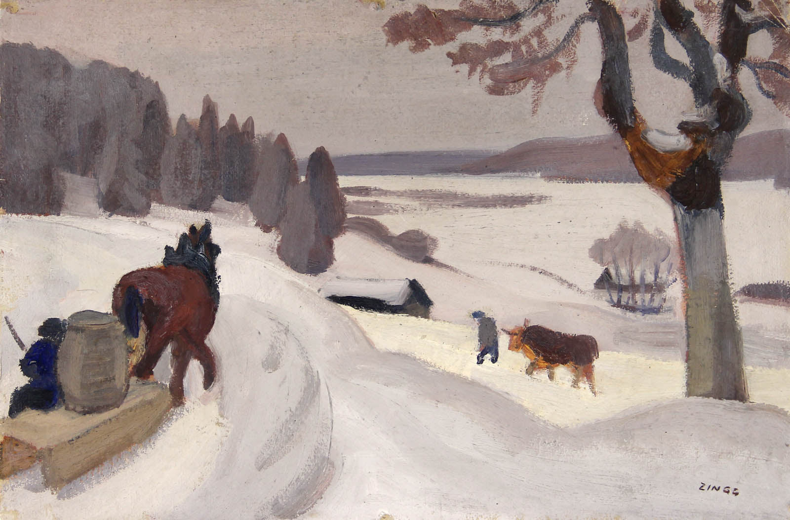 Neige près du Russey, vintage artwork by Jules-Emile Zingg, 12x8" (A4) Poster