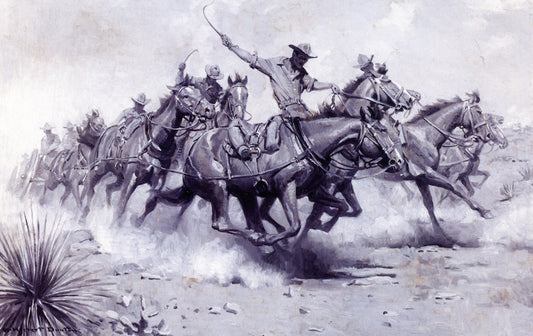 Battery of the U. S. Field Artillery Going into Action, vintage artwork by William Herbert Dunton, 12x8" (A4) Poster