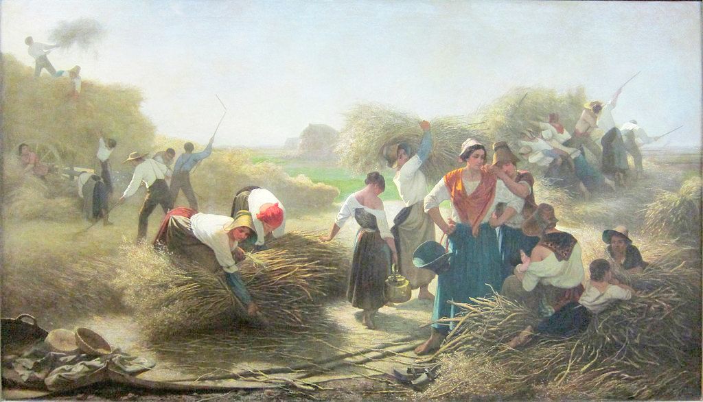 Threshing in the Fields of Rapeseed at Lille, vintage artwork by August-Joseph Herlin, A3 (16x12") Poster Print