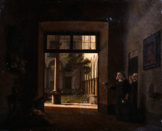 Interior of the Ospedale Maggiore, vintage artwork by Giovanni Migliara, 12x8" (A4) Poster