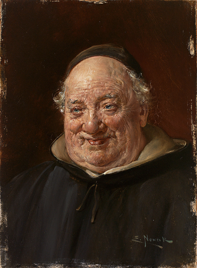 The Satisfied monk, vintage artwork by Ernst Nowak, 12x8" (A4) Poster