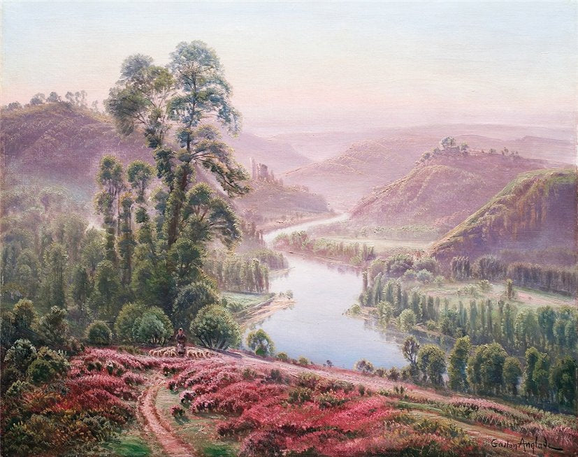 Landscape with Heathers, vintage artwork by Gaston Vincent Anglade, 12x8" (A4) Poster