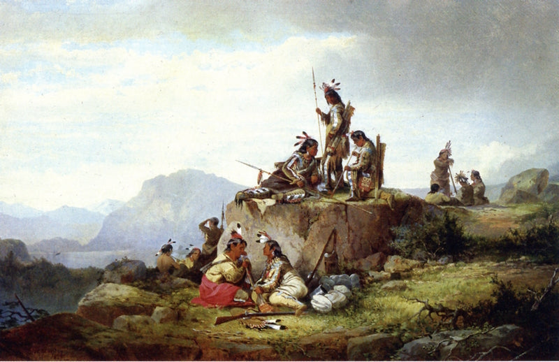 Group of Piegan Indians, vintage artwork by John Mix Stanley, A3 (16x12") Poster Print