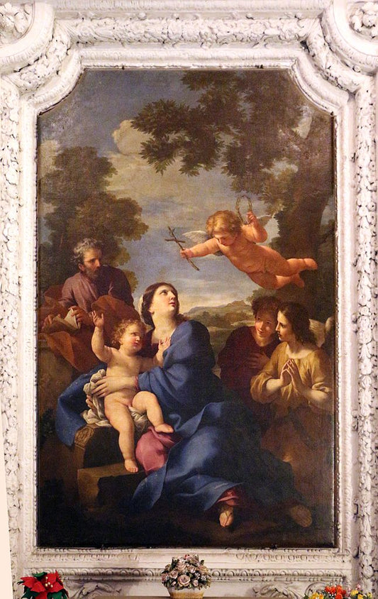 Rest on the flight into Egypt, vintage artwork by Giovanni Francesco Romanelli, 12x8" (A4) Poster