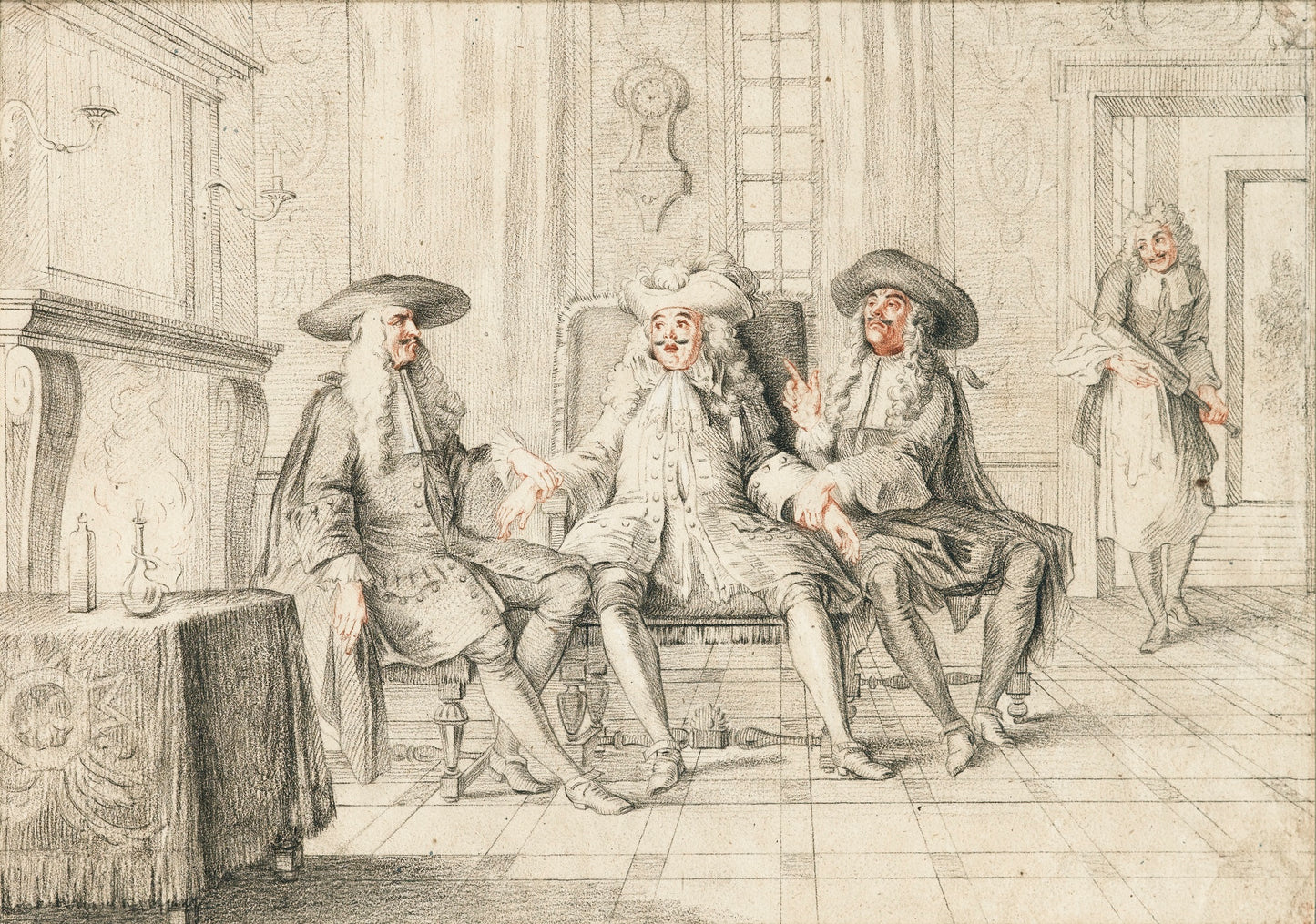 Illustration of Act I, Scene IX of 'Monsieur de Pourceaugnac' by  Molière, vintage artwork by Charles-Antoine Coypel IV, 12x8" (A4) Poster
