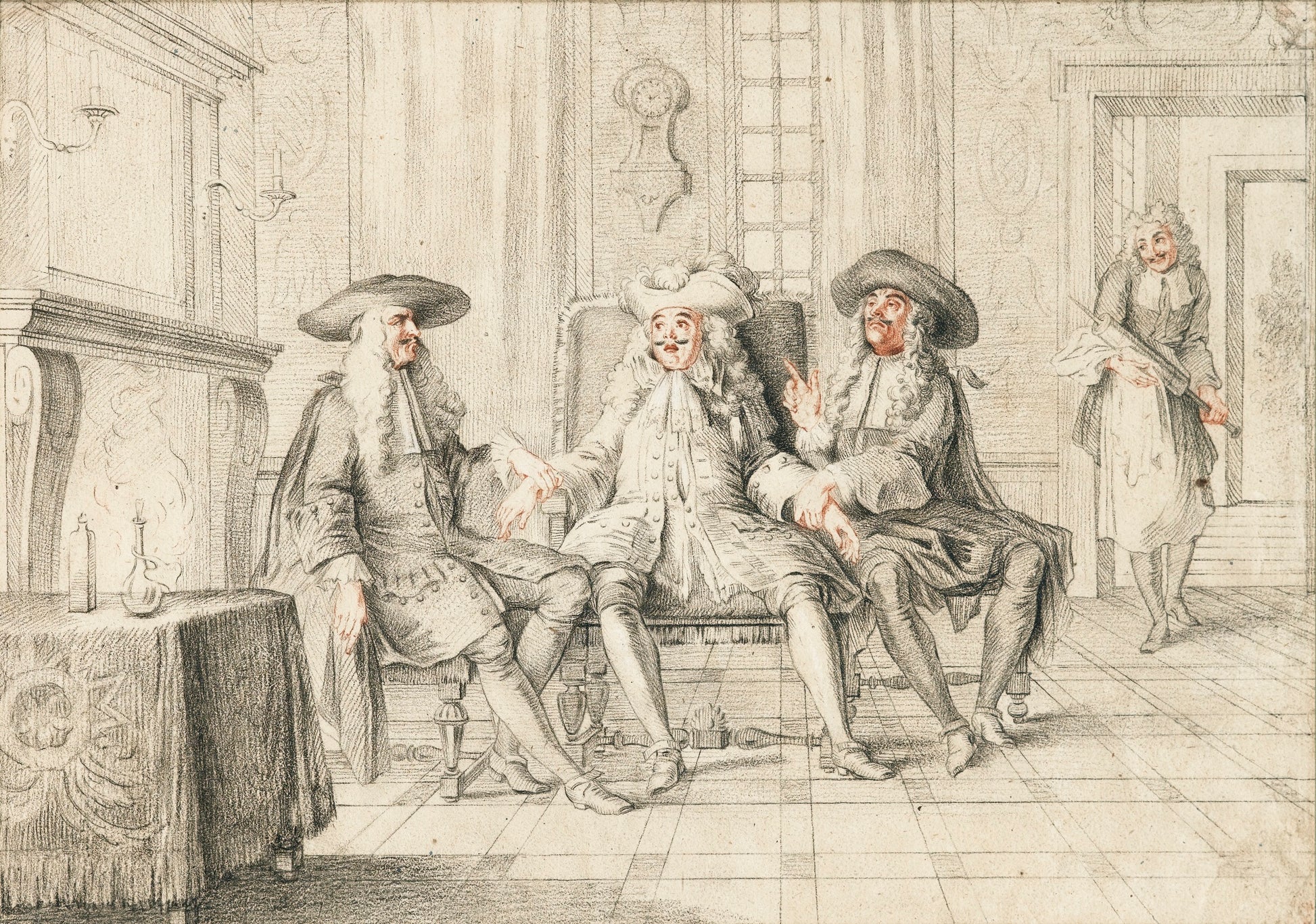 Illustration of Act I, Scene IX of 'Monsieur de Pourceaugnac' by  Molière, vintage artwork by Charles-Antoine Coypel IV, 12x8" (A4) Poster