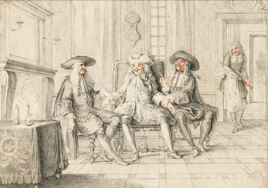 Illustration of Act I, Scene IX of 'Monsieur de Pourceaugnac' by  Molière, vintage artwork by Charles-Antoine Coypel IV, 12x8" (A4) Poster