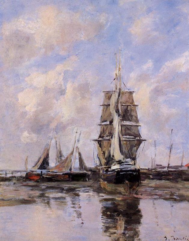 Beached Boats, vintage artwork by Eugène-Louis Boudin, 12x8" (A4) Poster
